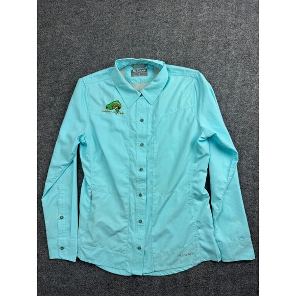 Simms Fishing Products Shirt Women's Small Blue Long Sleeve Button Up Vented - Picture 1 of 7